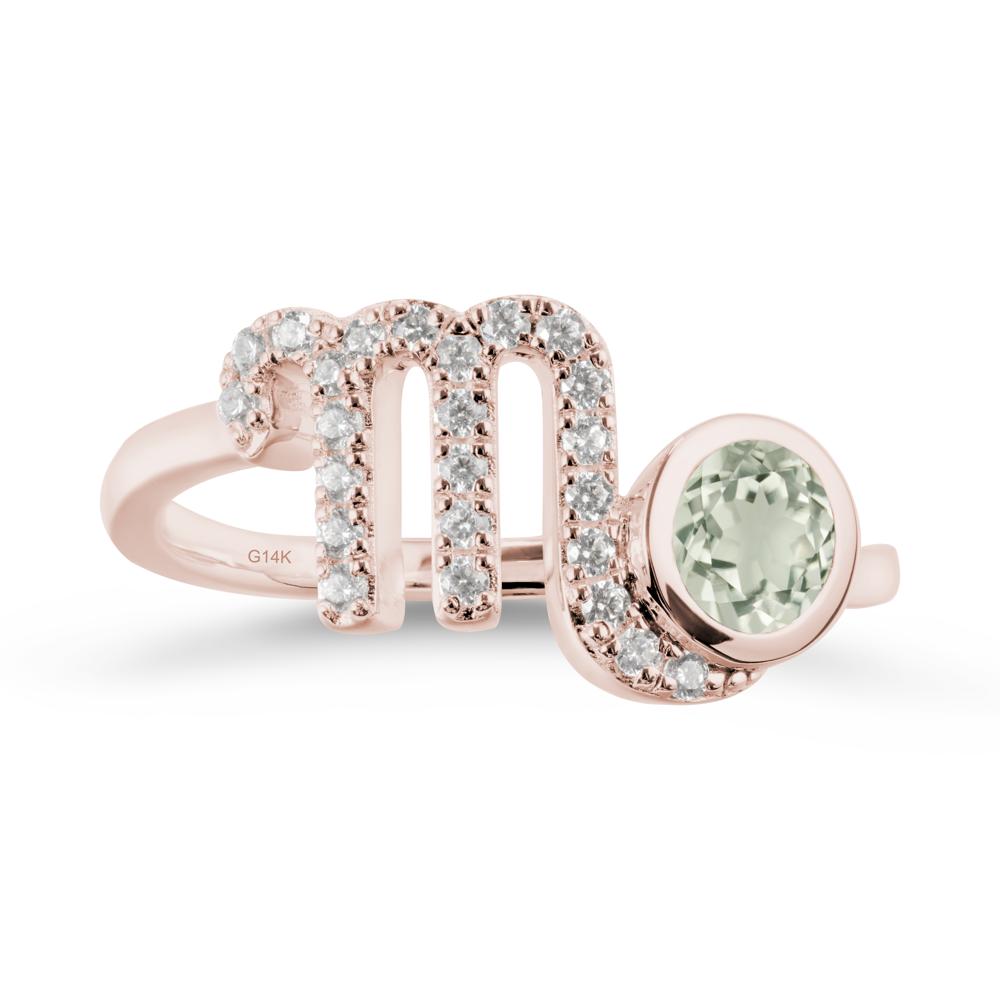 Green Amethyst Bypass Scorpio Zodiac Ring-Resourceful & Brave - LUO Jewelry #metal_14k rose gold