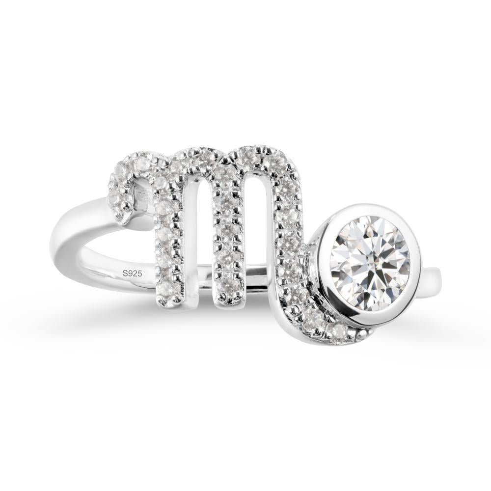 Moissanite Bypass Scorpio Zodiac Ring-Resourceful & Brave - LUO Jewelry #metal_sterling silver