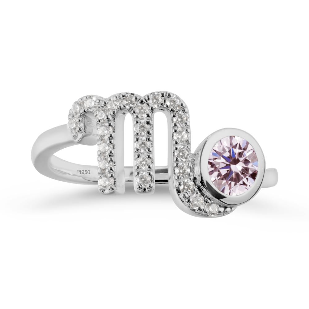 Pink Cubic Zirconia Bypass Scorpio Zodiac Ring-Resourceful & Brave - LUO Jewelry #metal_platinum