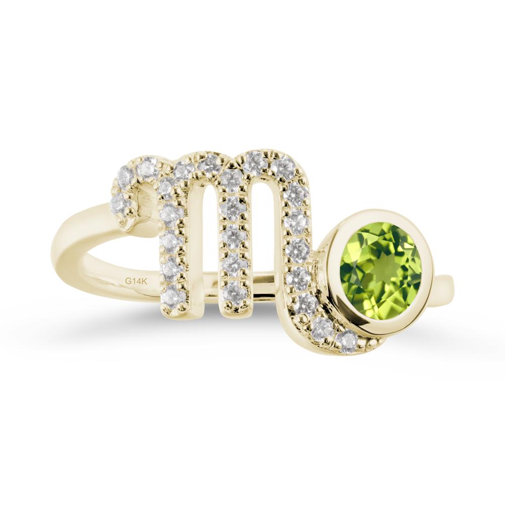 Round Peridot Wrap Around Scorpio Zodiac Ring - LUO Jewelry #metal_14k yellow gold