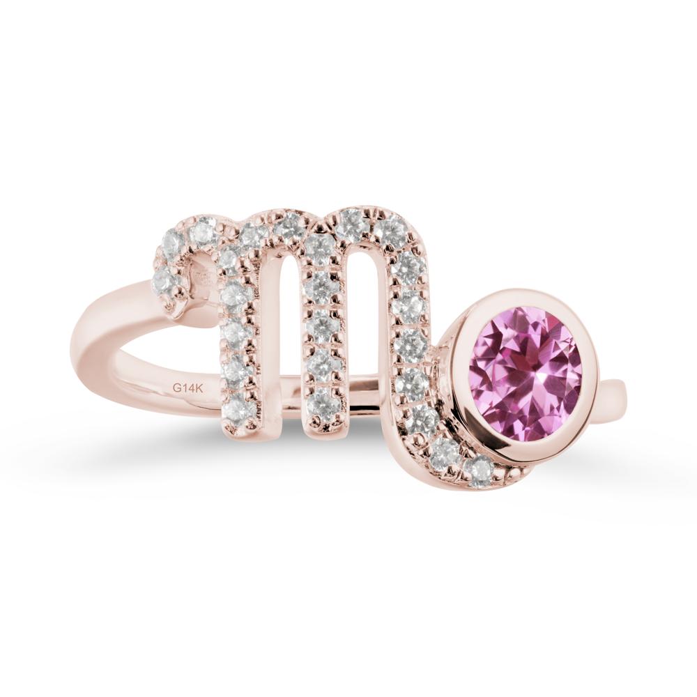 Round Pink Sapphire Wrap Around Scorpio Zodiac Ring - LUO Jewelry #metal_14k rose gold