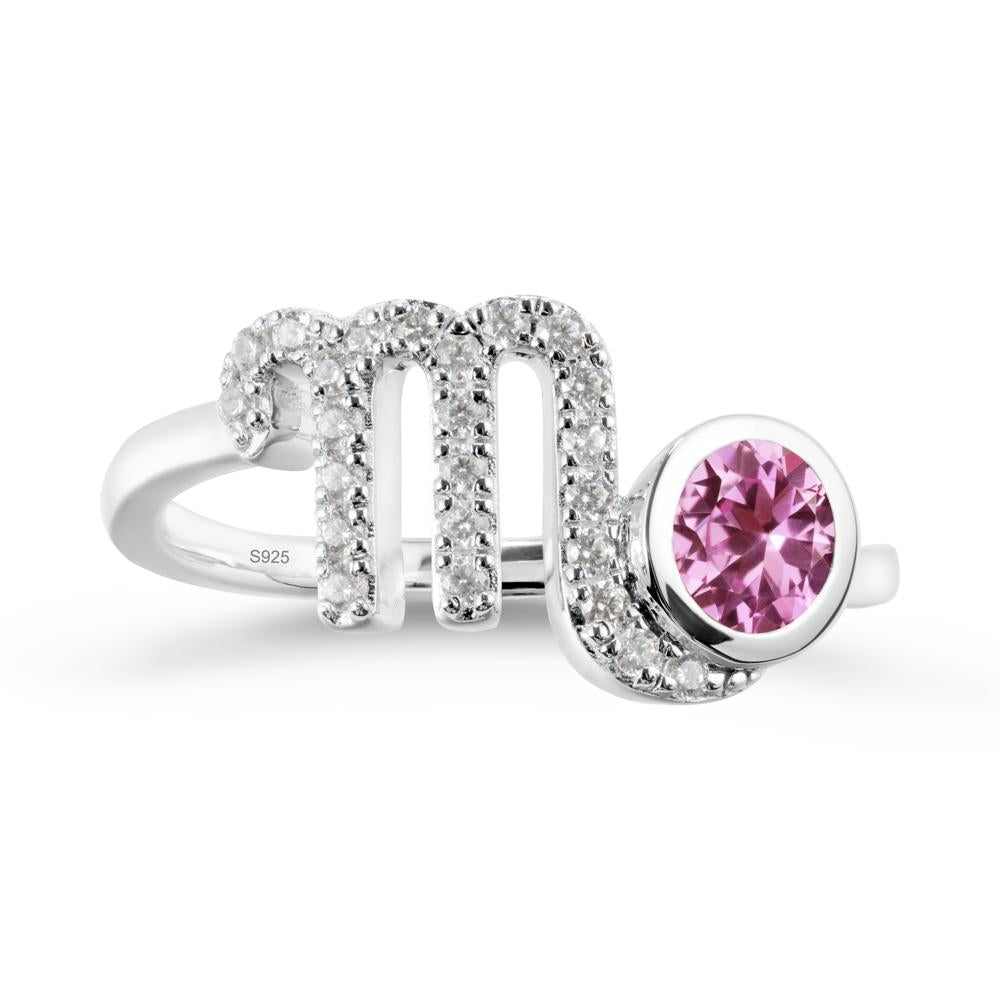 Round Pink Sapphire Wrap Around Scorpio Zodiac Ring - LUO Jewelry #metal_sterling silver