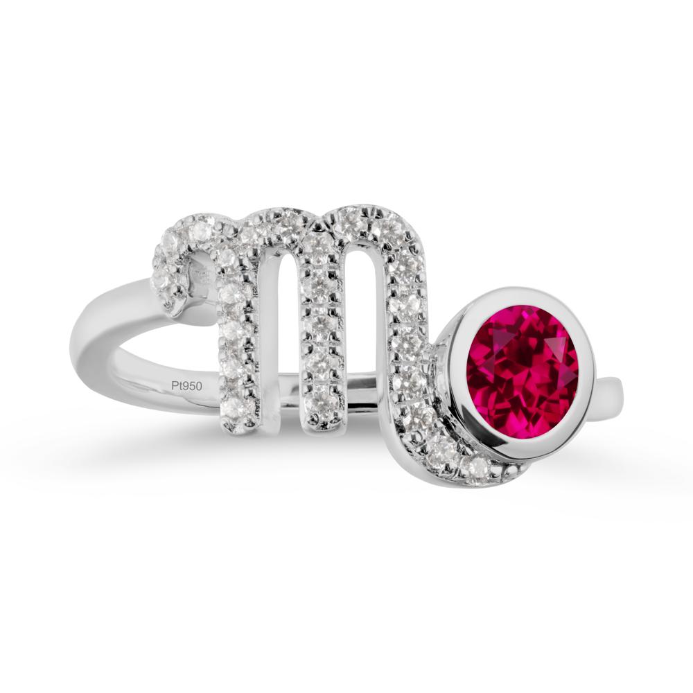 Ruby Bypass Scorpio Zodiac Ring-Resourceful & Brave - LUO Jewelry #metal_platinum
