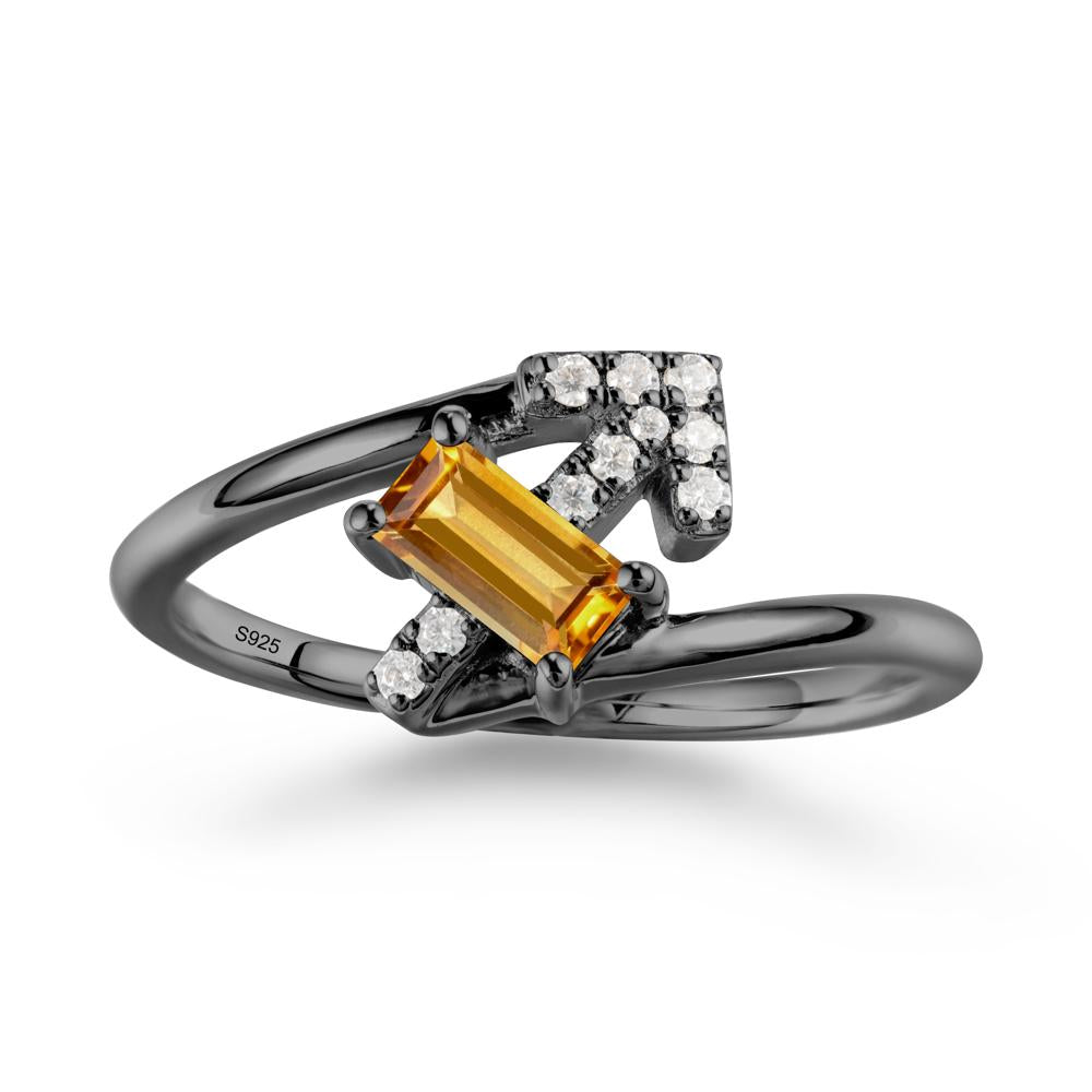 Arrow-Inspired Citrine Ring In Sterling Silver - LUO Jewelry #metal_black finish sterling silver
