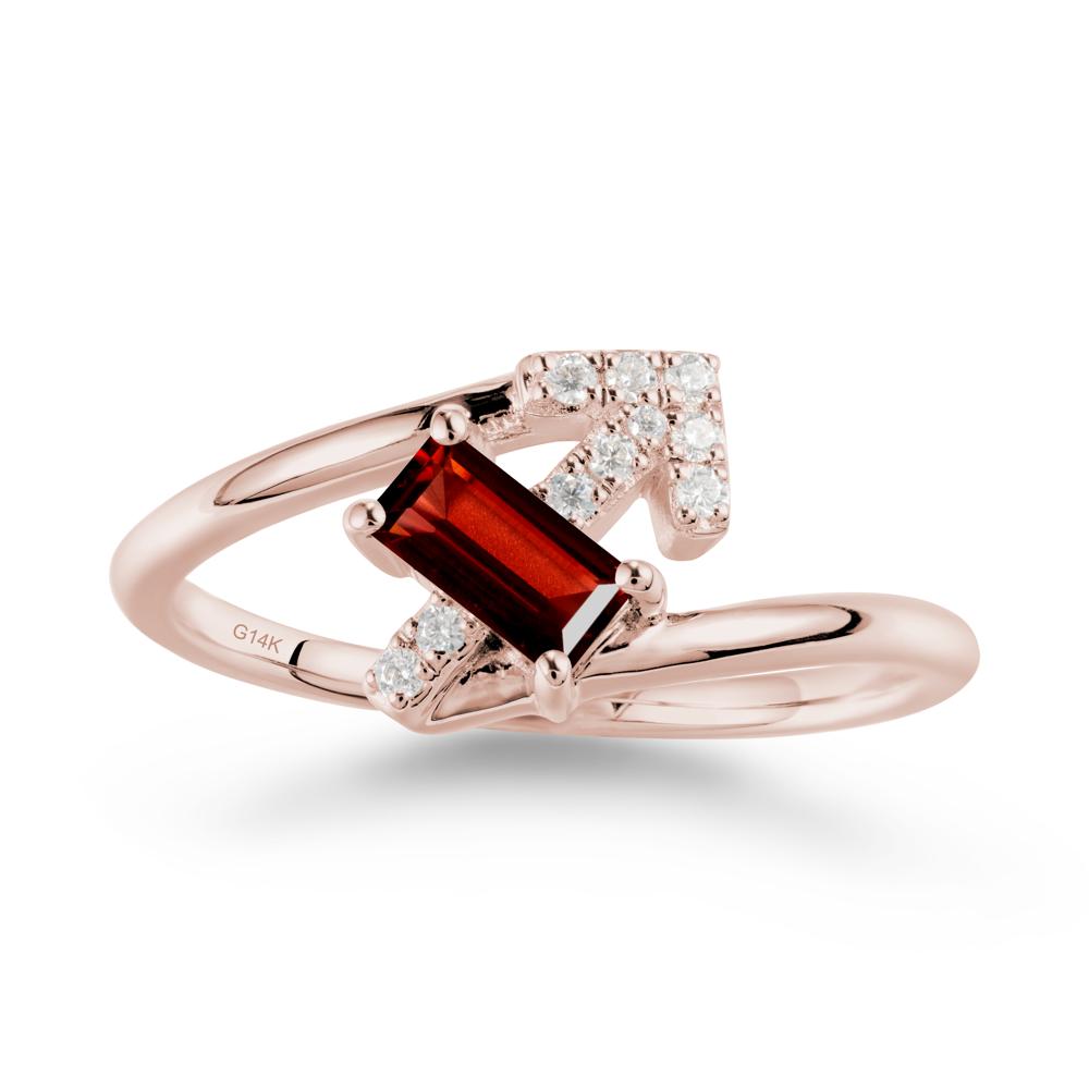 Bypass Sagittarius Zodiac Garnet Ring-Adventurous & Humor - LUO Jewelry #metal_14k rose gold