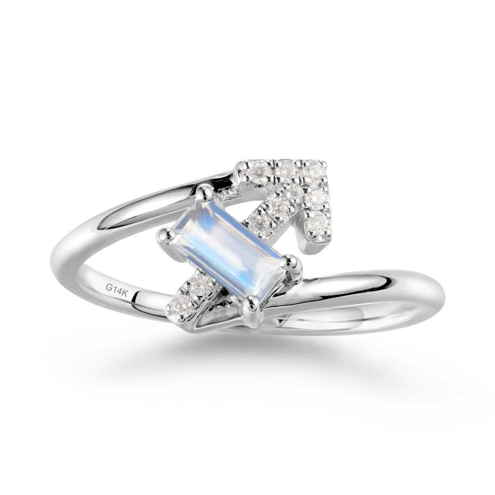 Bypass Sagittarius Zodiac Moonstone Ring-Adventurous & Humor - LUO Jewelry #metal_14k white gold