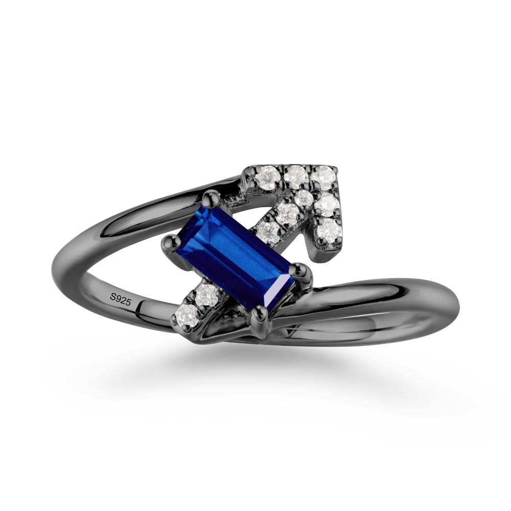 Arrow-Inspired Sapphire Ring In Sterling Silver - LUO Jewelry #metal_black finish sterling silver