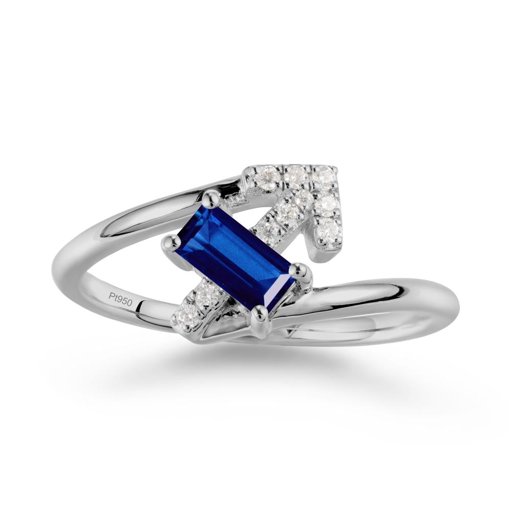 Arrow-Inspired Sapphire Ring In Sterling Silver - LUO Jewelry #metal_platinum