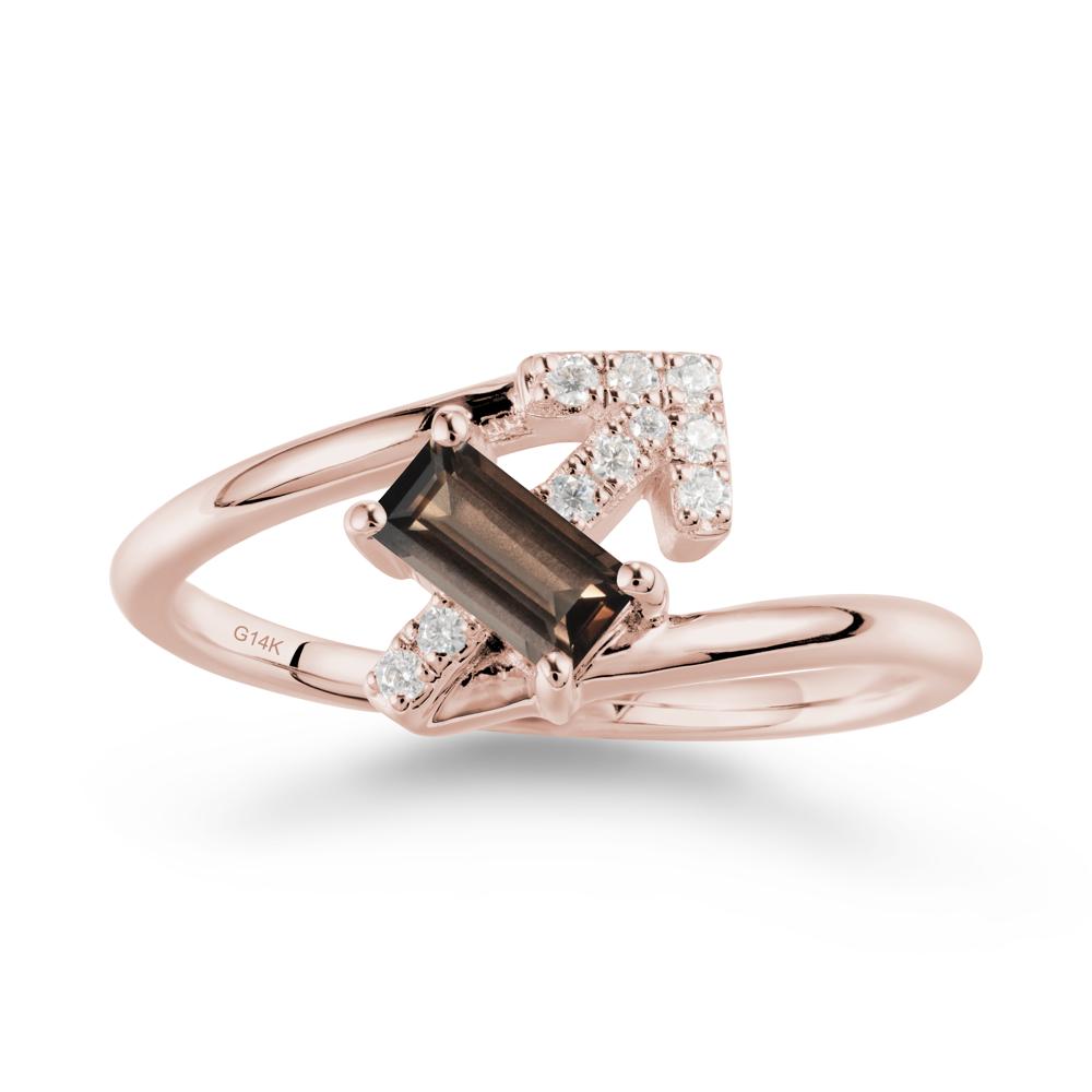 Bypass Sagittarius Zodiac Smoky Quartz Ring-Adventurous & Humor - LUO Jewelry #metal_14k rose gold