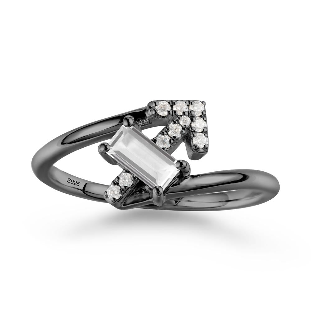 Arrow-Inspired White Topaz Ring In Sterling Silver - LUO Jewelry #metal_black finish sterling silver