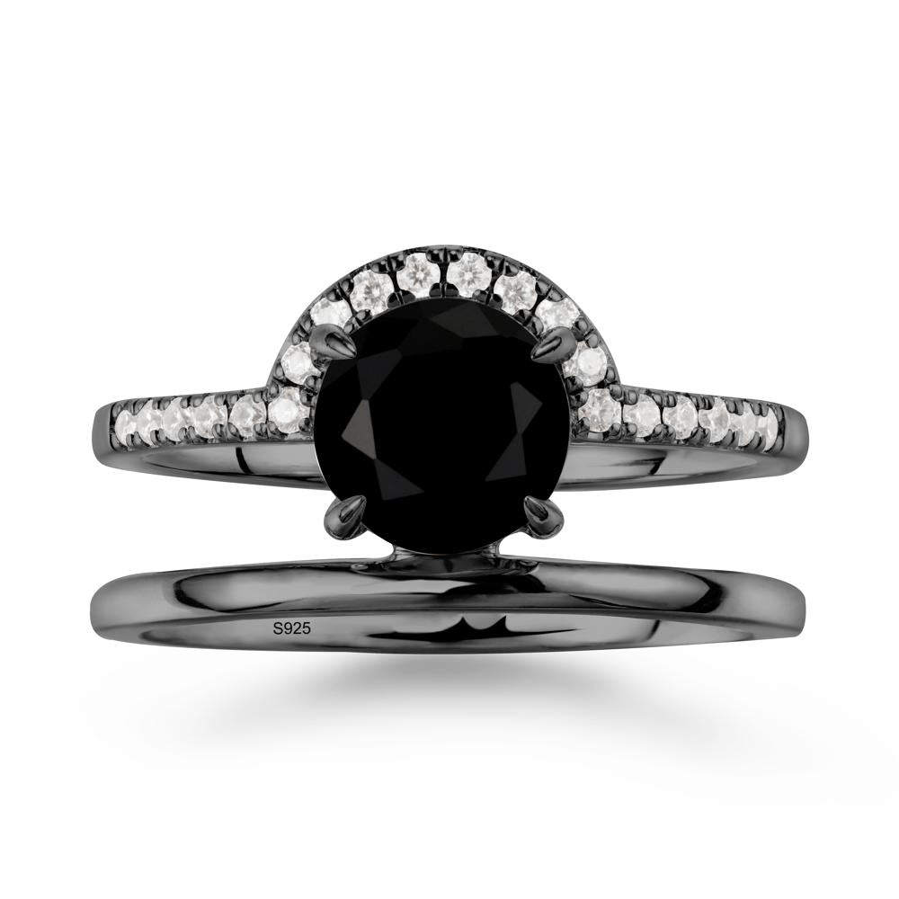 Double Band Libra Zodiac Black Spinel Ring-Balanced & Cracious - LUO Jewelry #metal_black finish sterling silver