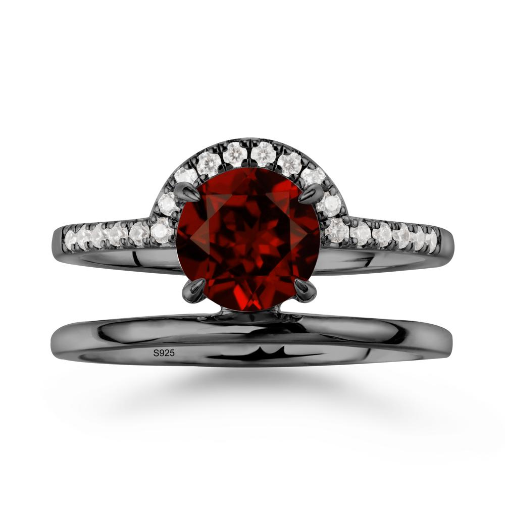 Double Band Libra Zodiac Garnet Ring-Balanced & Cracious - LUO Jewelry #metal_black finish sterling silver