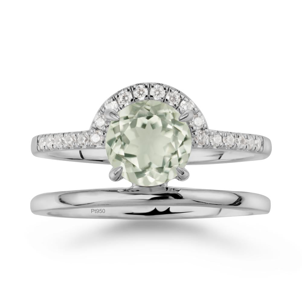 Double Band Creative Green Amethyst Ring - LUO Jewelry #metal_platinum