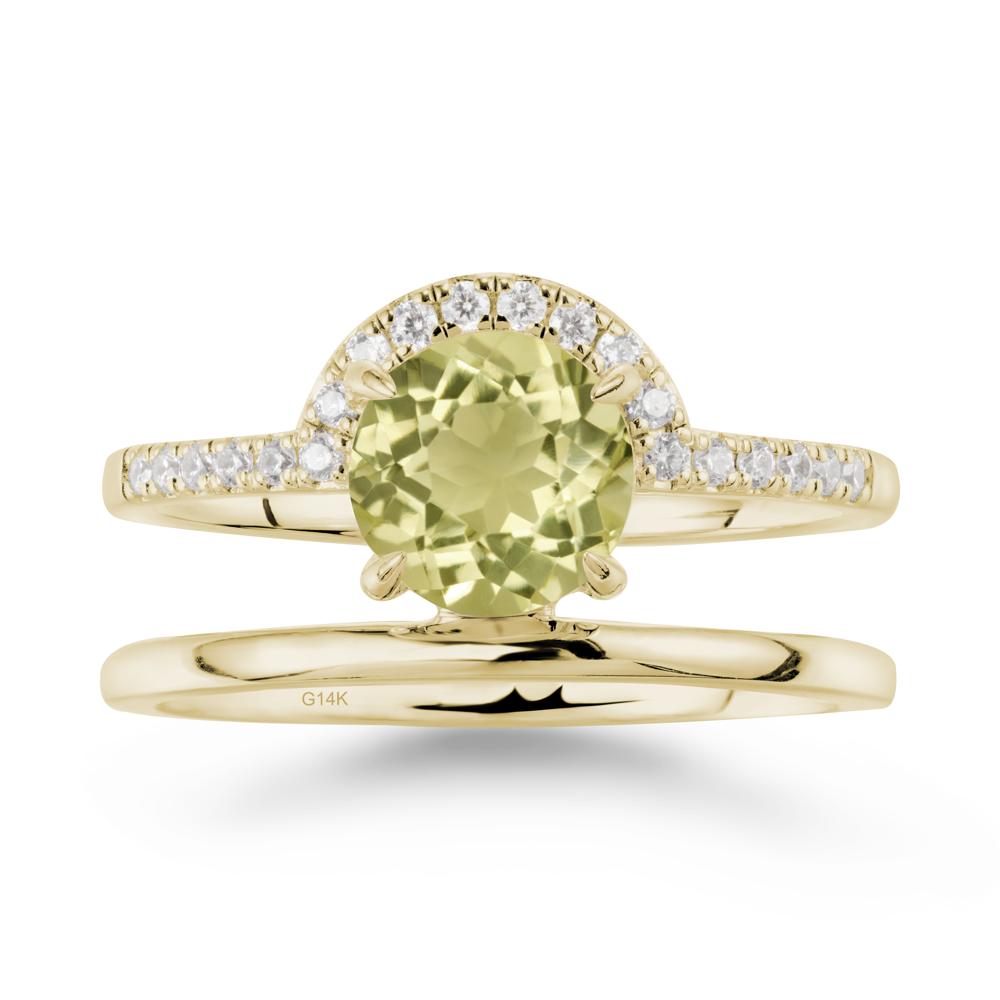 Double Band Libra Zodiac Lemon Quartz Ring-Balanced & Cracious - LUO Jewelry #metal_14k yellow gold
