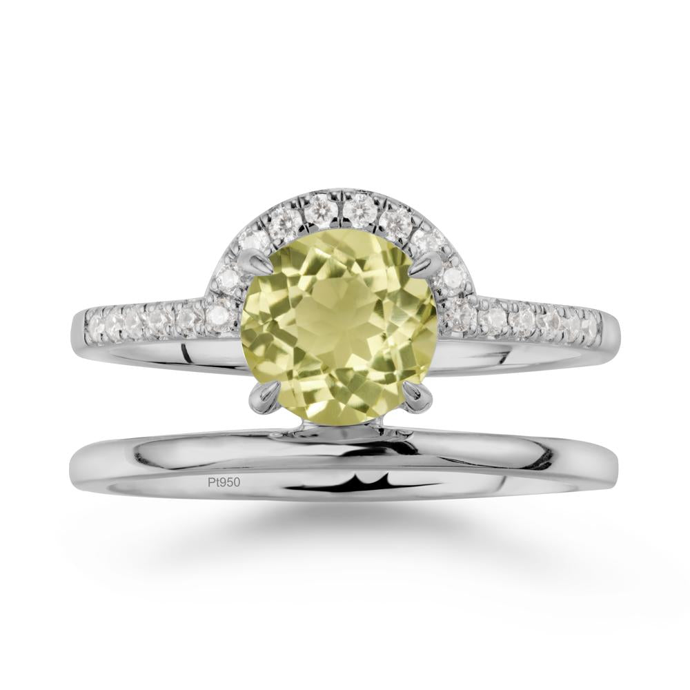 Double Band Libra Zodiac Lemon Quartz Ring-Balanced & Cracious - LUO Jewelry #metal_platinum