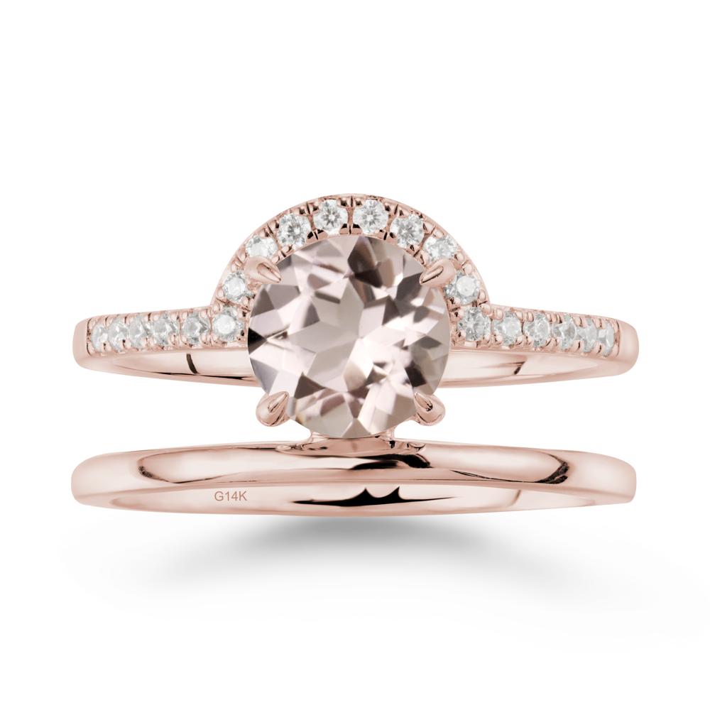 Double Band Creative Morganite Ring - LUO Jewelry #metal_14k rose gold