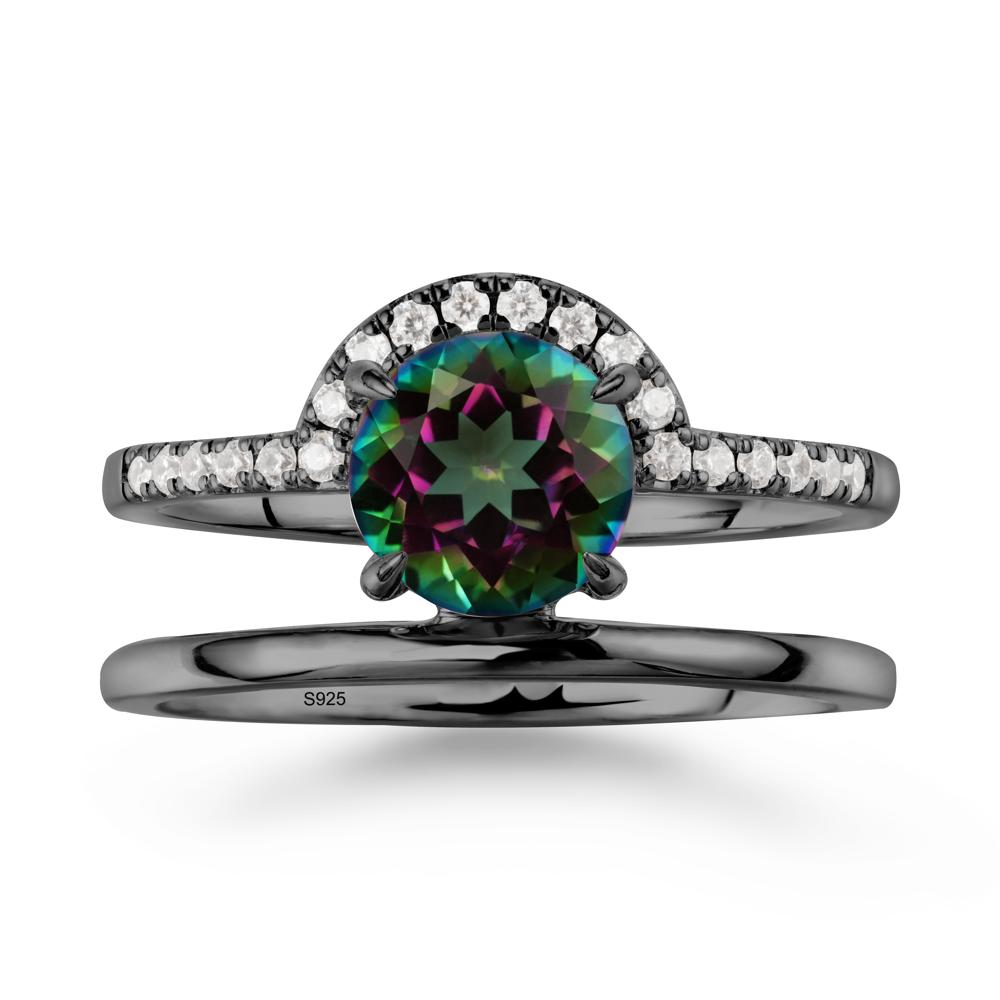 Round Shaped Mystic Topaz Ring In 18K Yellow Gold - LUO Jewelry #metal_black finish sterling silver