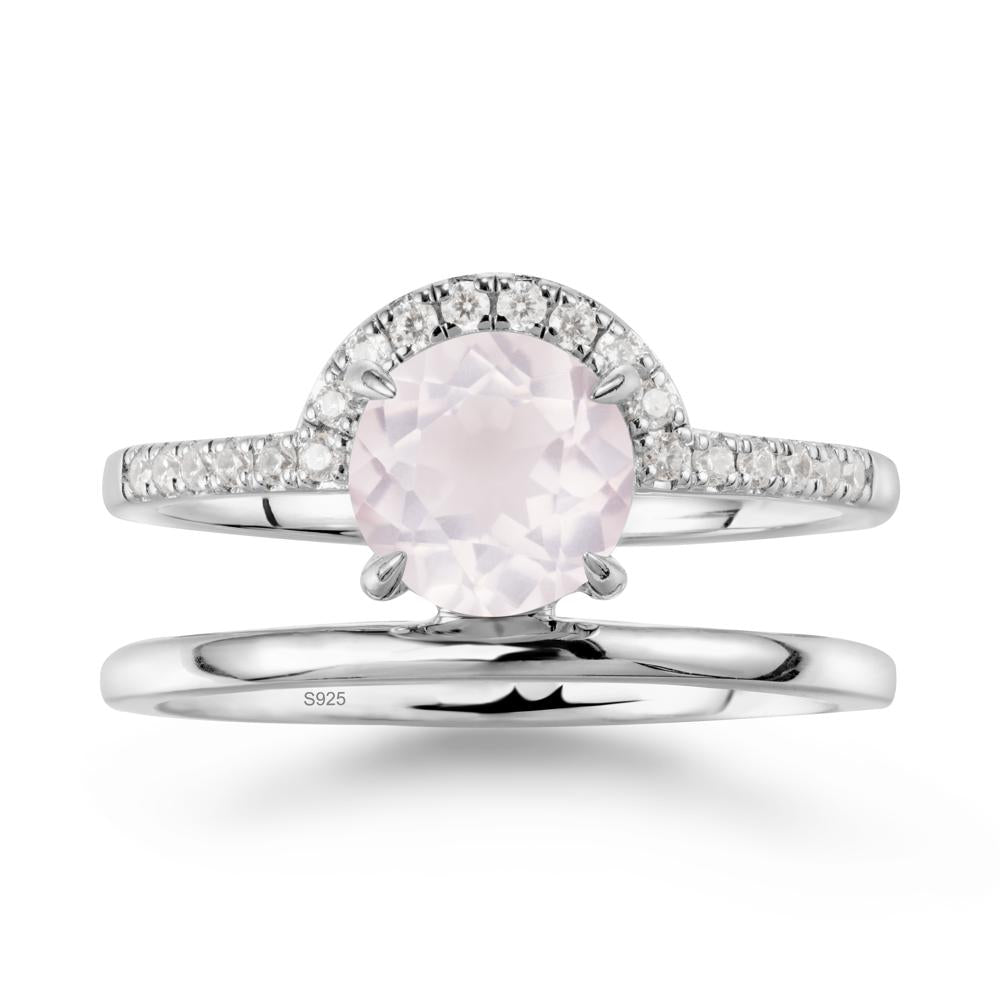 Round Shaped Rose Quartz Ring In 18K Yellow Gold - LUO Jewelry #metal_sterling silver