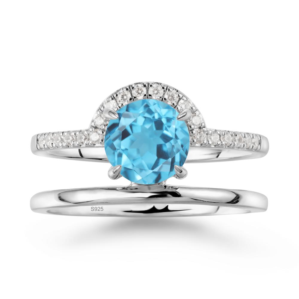 Double Band Creative Swiss Blue Topaz Ring - LUO Jewelry #metal_sterling silver