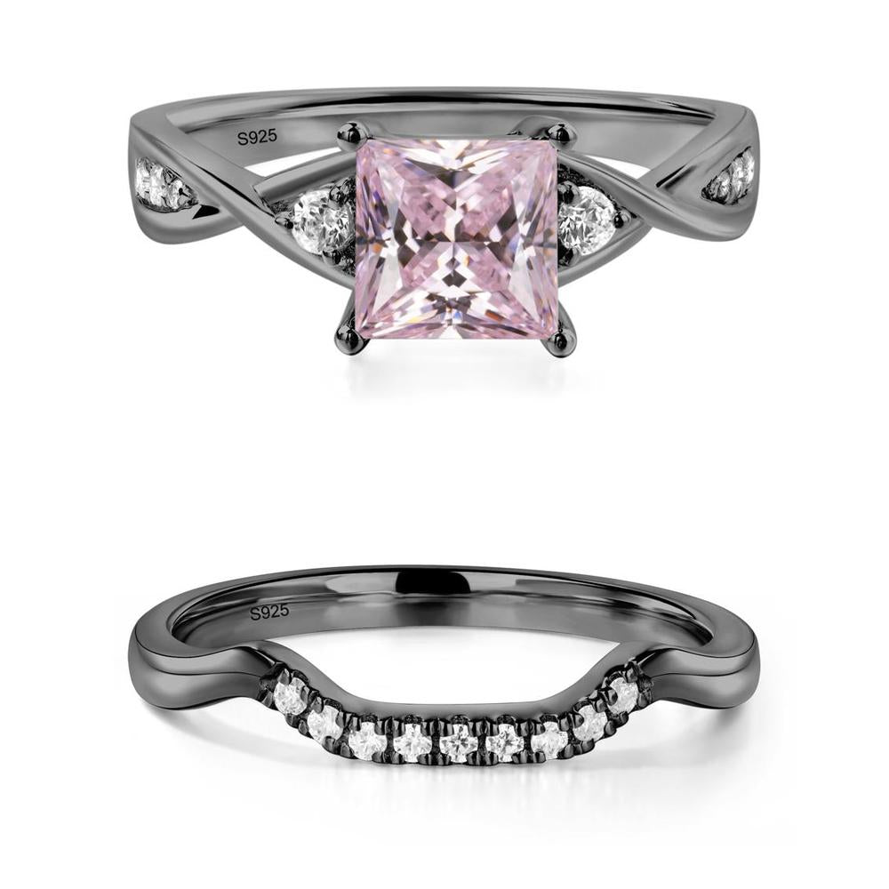 Pink Cubic Zirconia Princess Cut Twist Engagement Ring - LUO Jewelry #metal_xxxxx