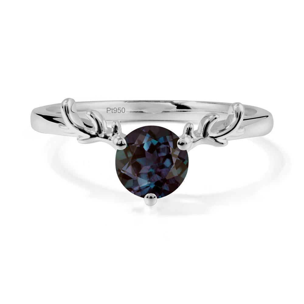 Round Alexandrite Antler Chrismas Ring - LUO Jewelry #metal_platinum
