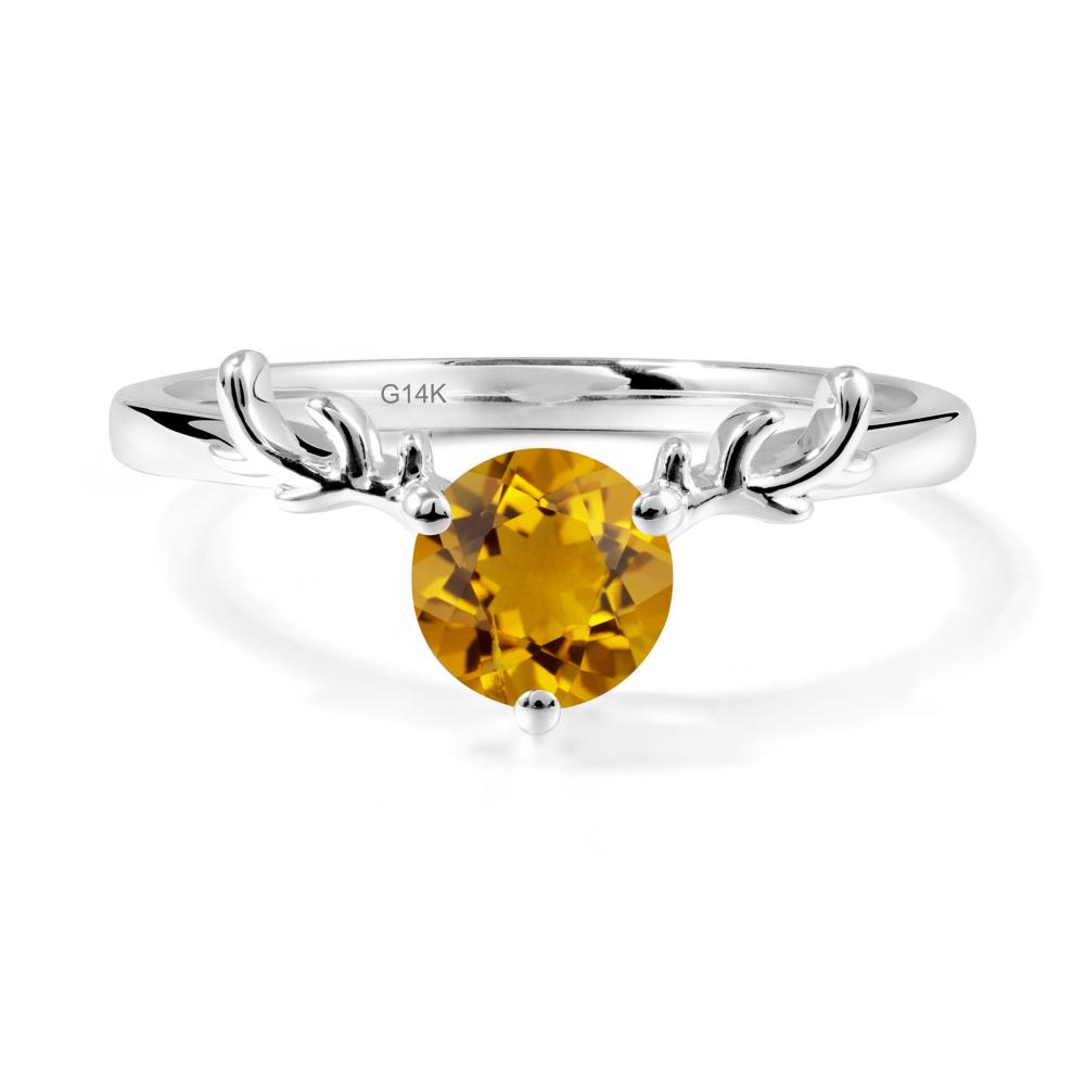 Round Citrine Reindeer Ring - LUO Jewelry #metal_14k white gold