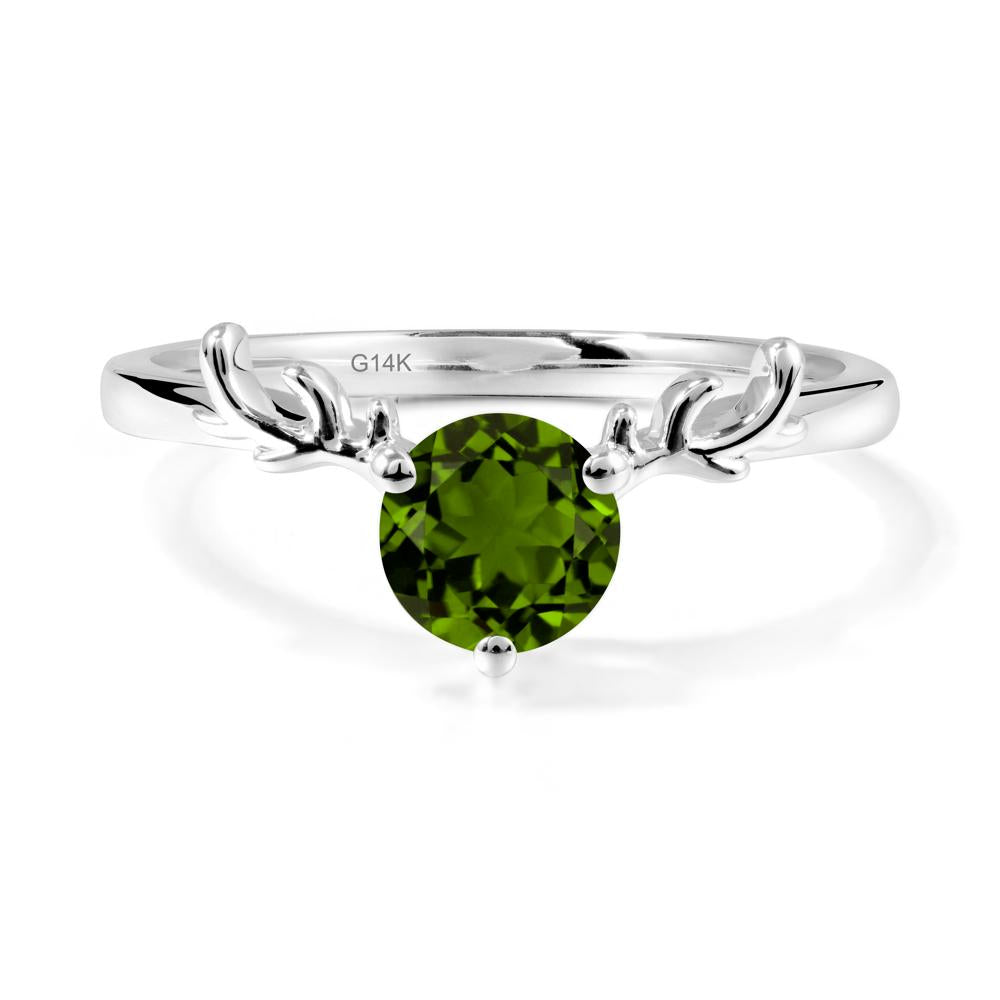 Round Diopside Reindeer Ring - LUO Jewelry #metal_14k white gold