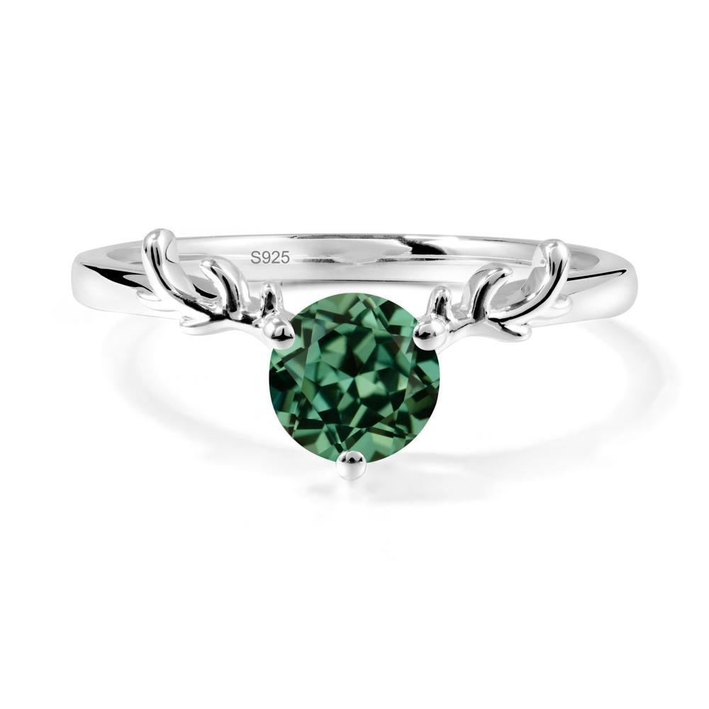 Solitaire Round Green Sapphire Ring - LUO Jewelry #metal_sterling silver