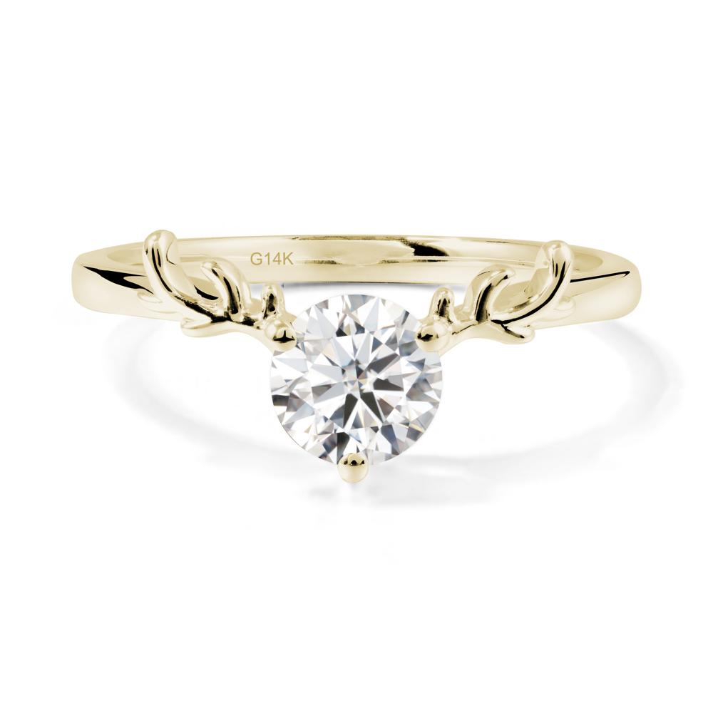 Solitaire Round Moissanite Ring - LUO Jewelry #metal_14k yellow gold