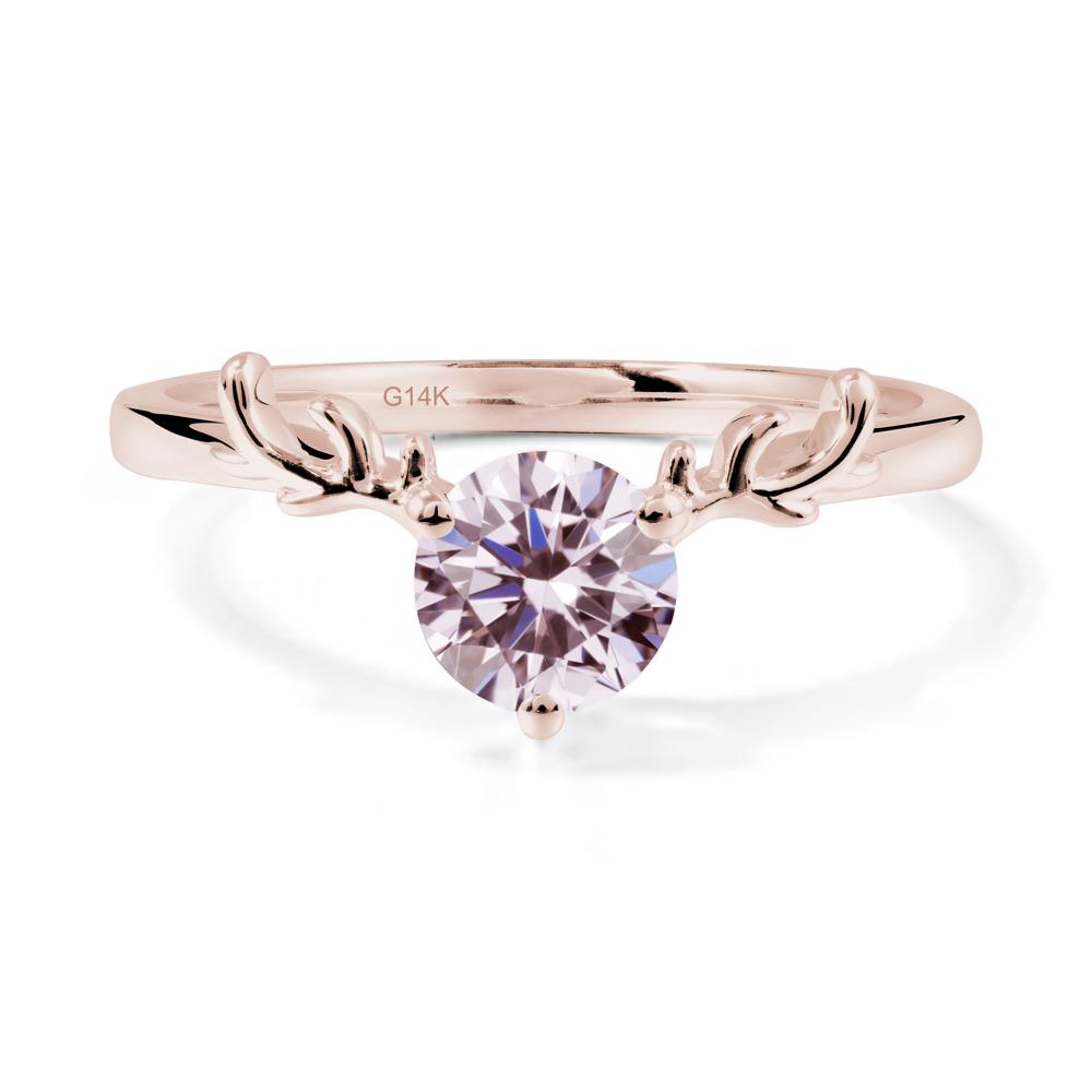 Round Pink Cubic Zirconia Antler Chrismas Ring - LUO Jewelry #metal_14k rose gold