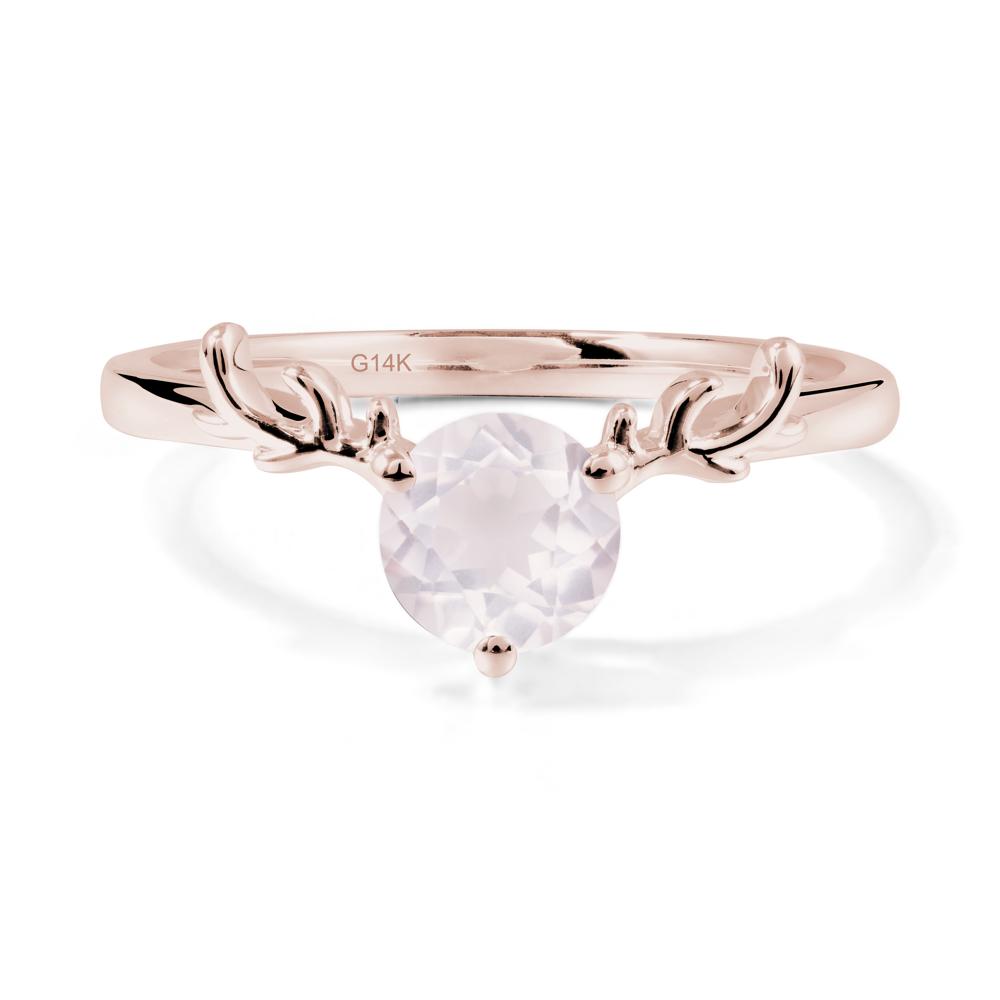 Solitaire Round Rose Quartz Ring - LUO Jewelry #metal_14k rose gold