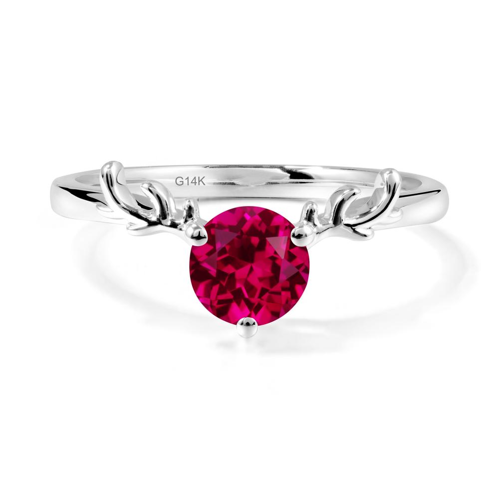 Round Ruby Reindeer Ring - LUO Jewelry #metal_14k white gold