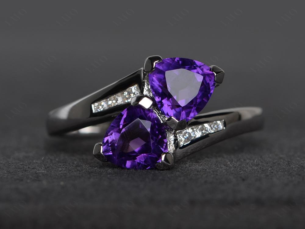 2 Stone Amethyst Mothers Ring - LUO Jewelry 