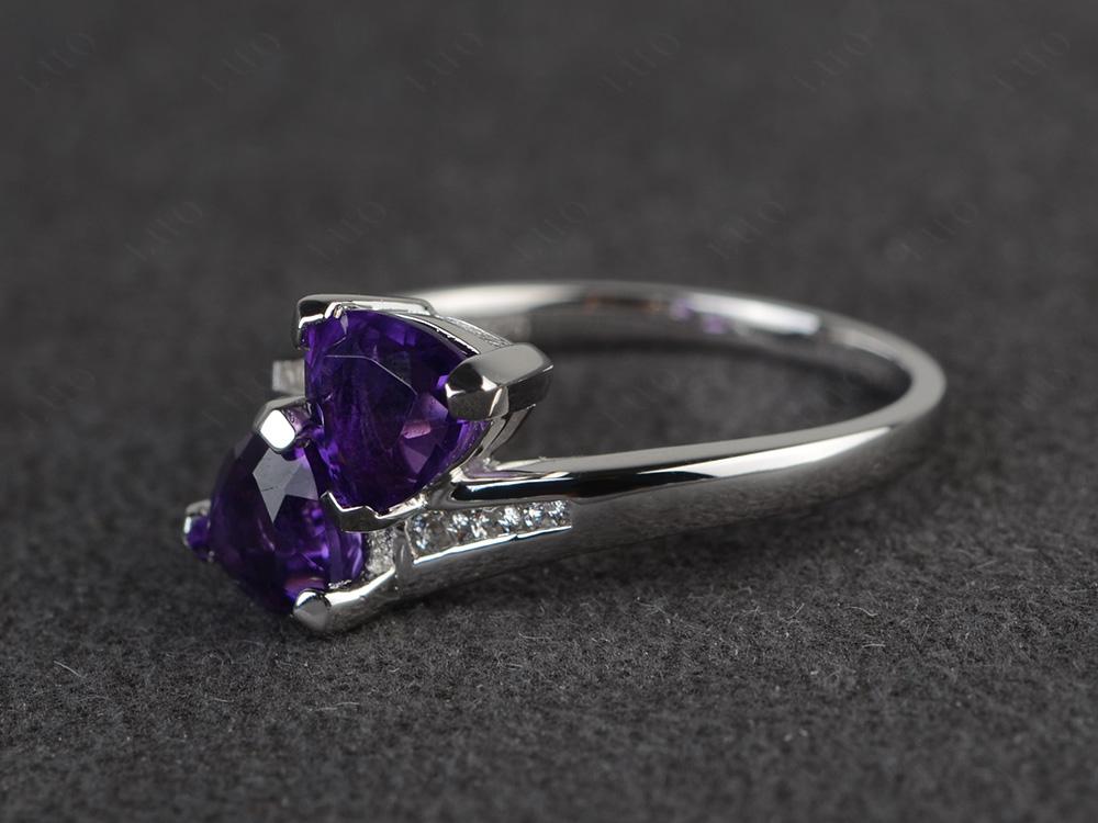 2 Stone Amethyst Mothers Ring - LUO Jewelry 