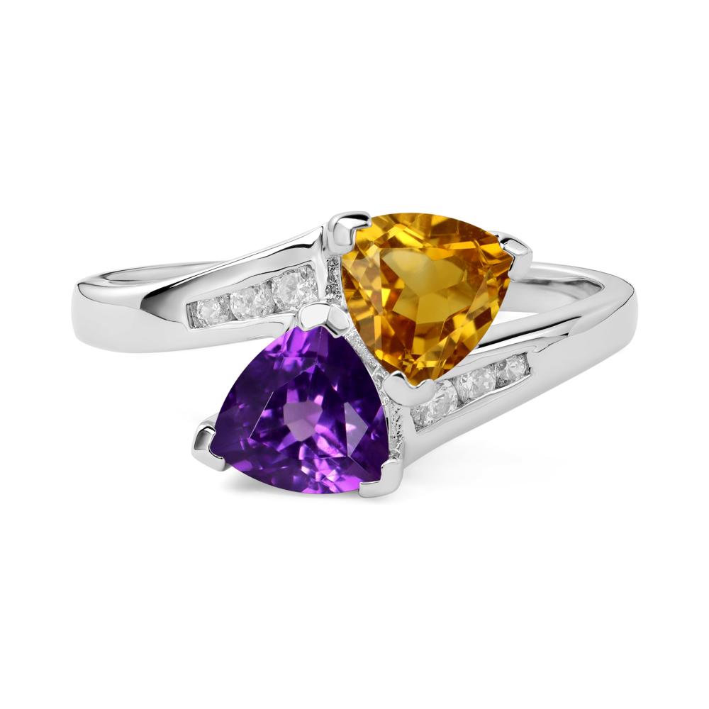 Amethyst and Citrine Ring - LUO Jewelry #metal_14k white gold