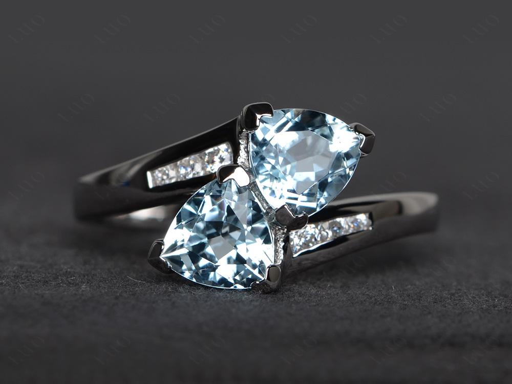 2 Stone Aquamarine Mothers Ring - LUO Jewelry 