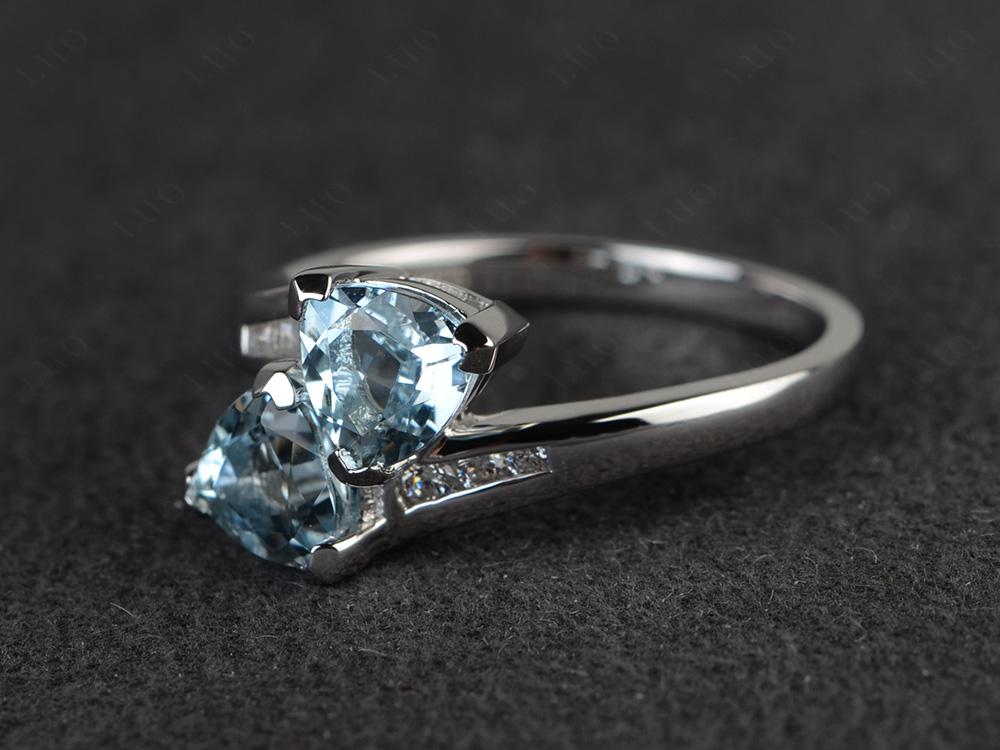 2 Stone Aquamarine Mothers Ring - LUO Jewelry 