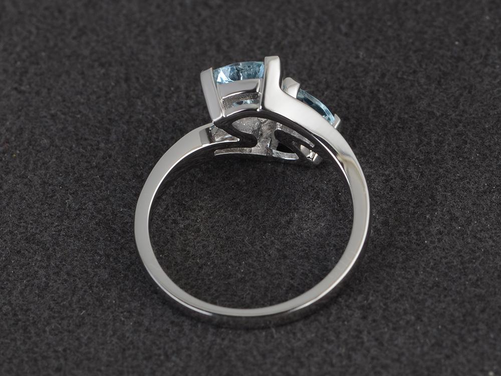 2 Stone Aquamarine Mothers Ring - LUO Jewelry 