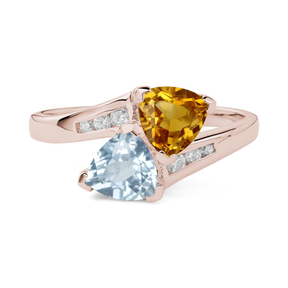 Citrine and Aquamarine Ring - LUO Jewelry #metal_14k rose gold