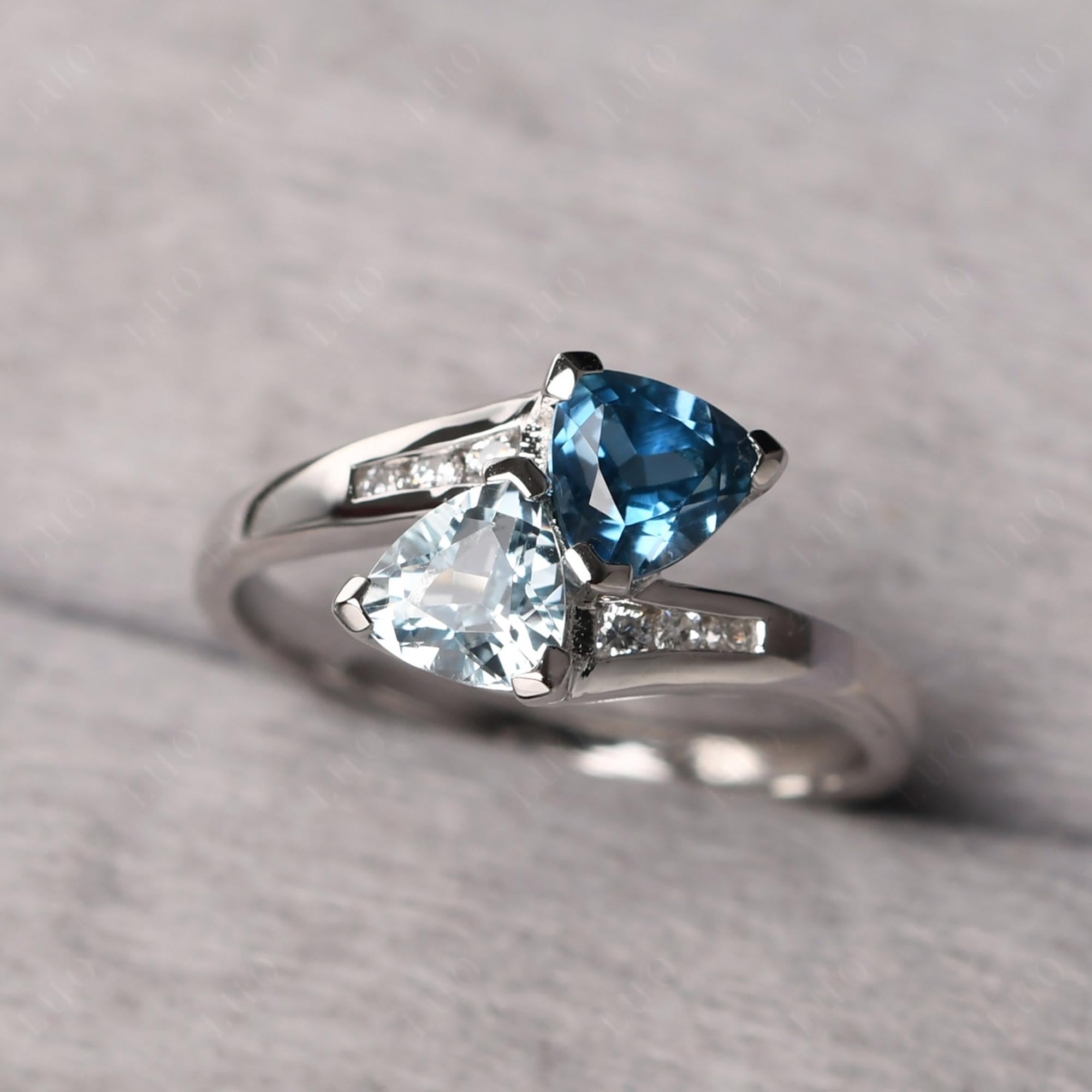 London Blue Topaz and Aquamarine Ring - LUO Jewelry 