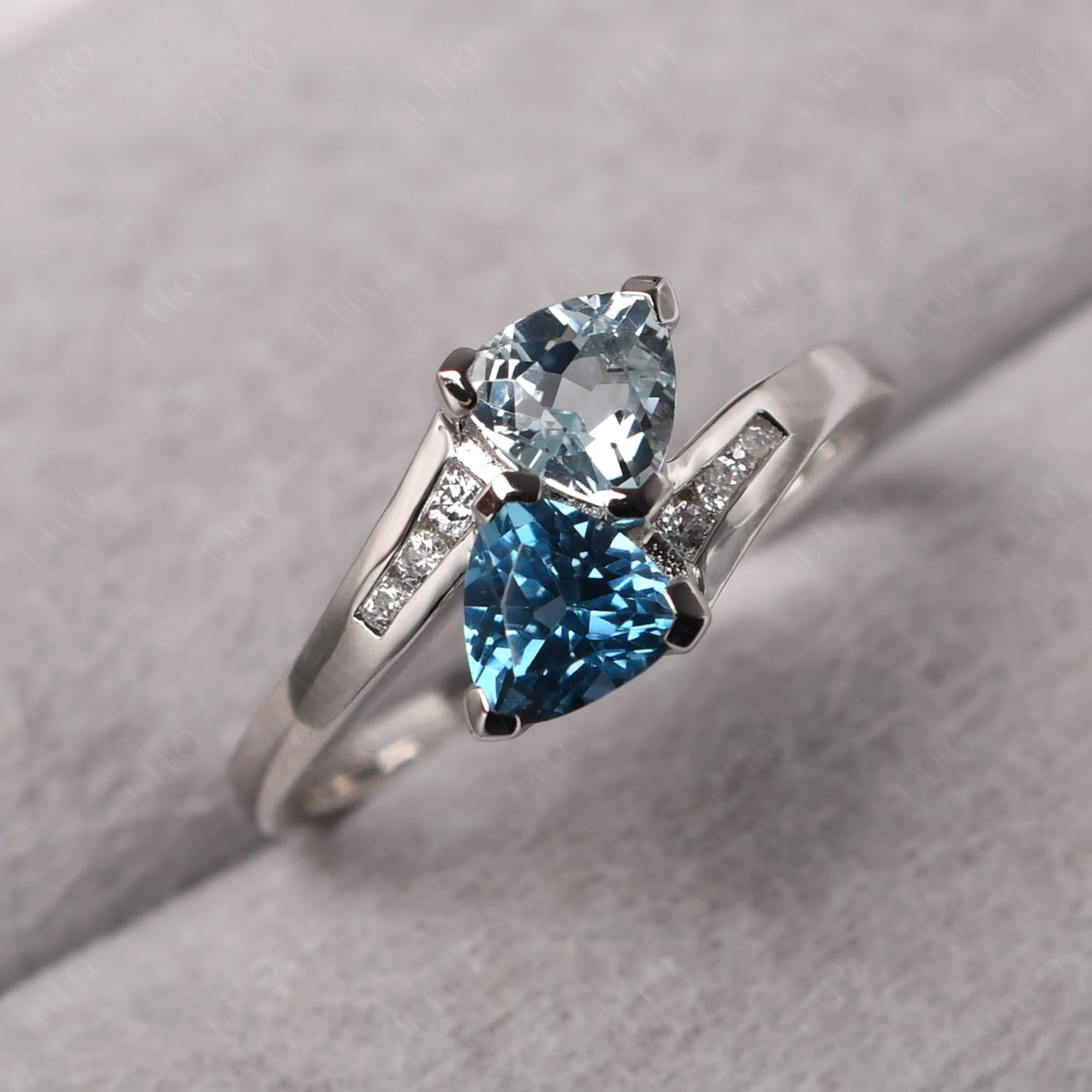 London Blue Topaz and Aquamarine Ring - LUO Jewelry 
