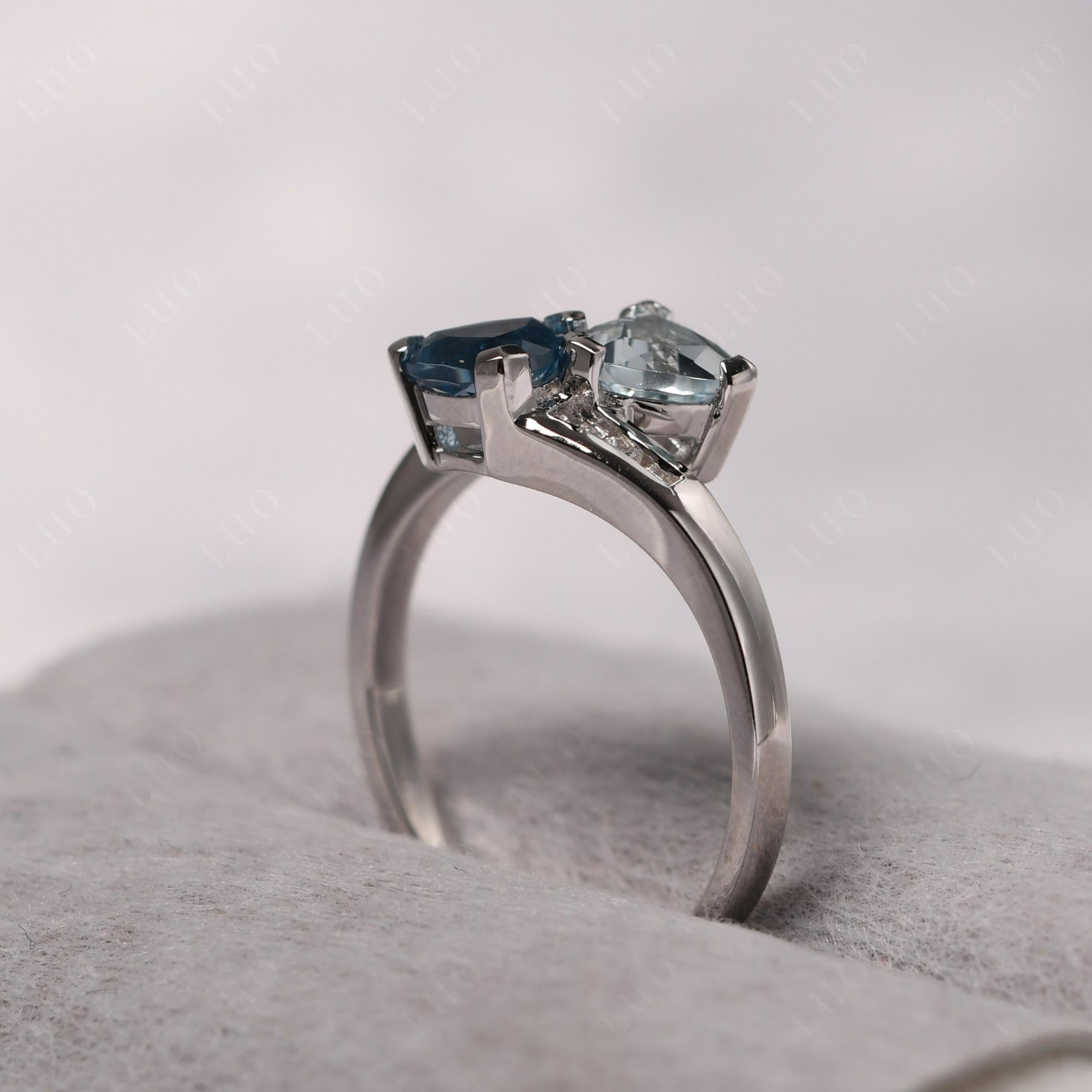 London Blue Topaz and Aquamarine Ring - LUO Jewelry 