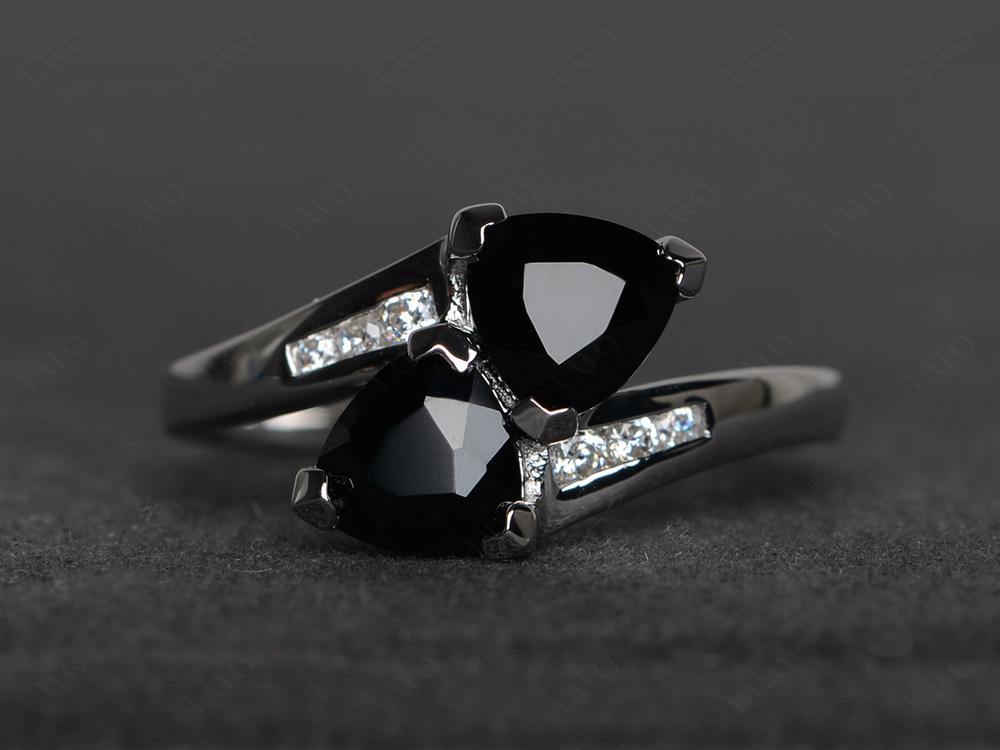 Black Spinel Bypass Ring - LUO Jewelry 