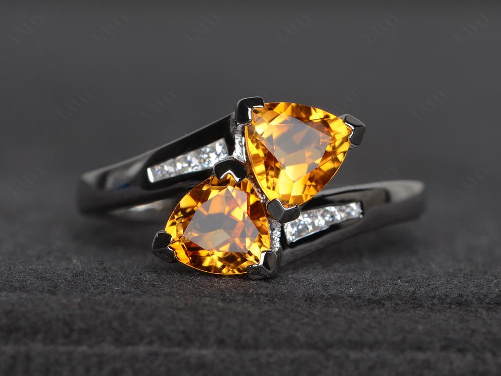 Citrine Two Stone Bypass Ring - LUO Jewelry 