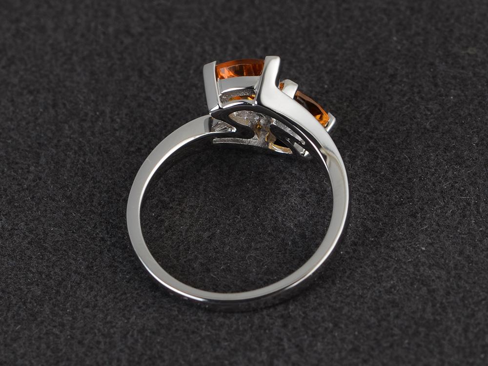 Citrine Two Stone Bypass Ring - LUO Jewelry 
