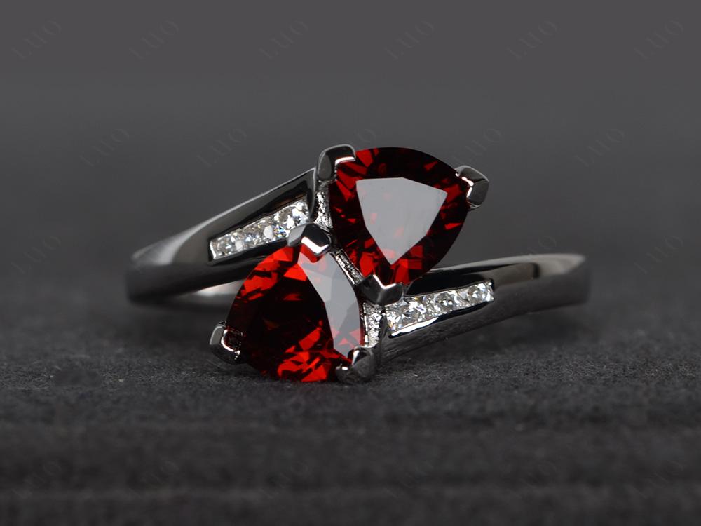 Garnet Two Stone Bypass Ring - LUO Jewelry 