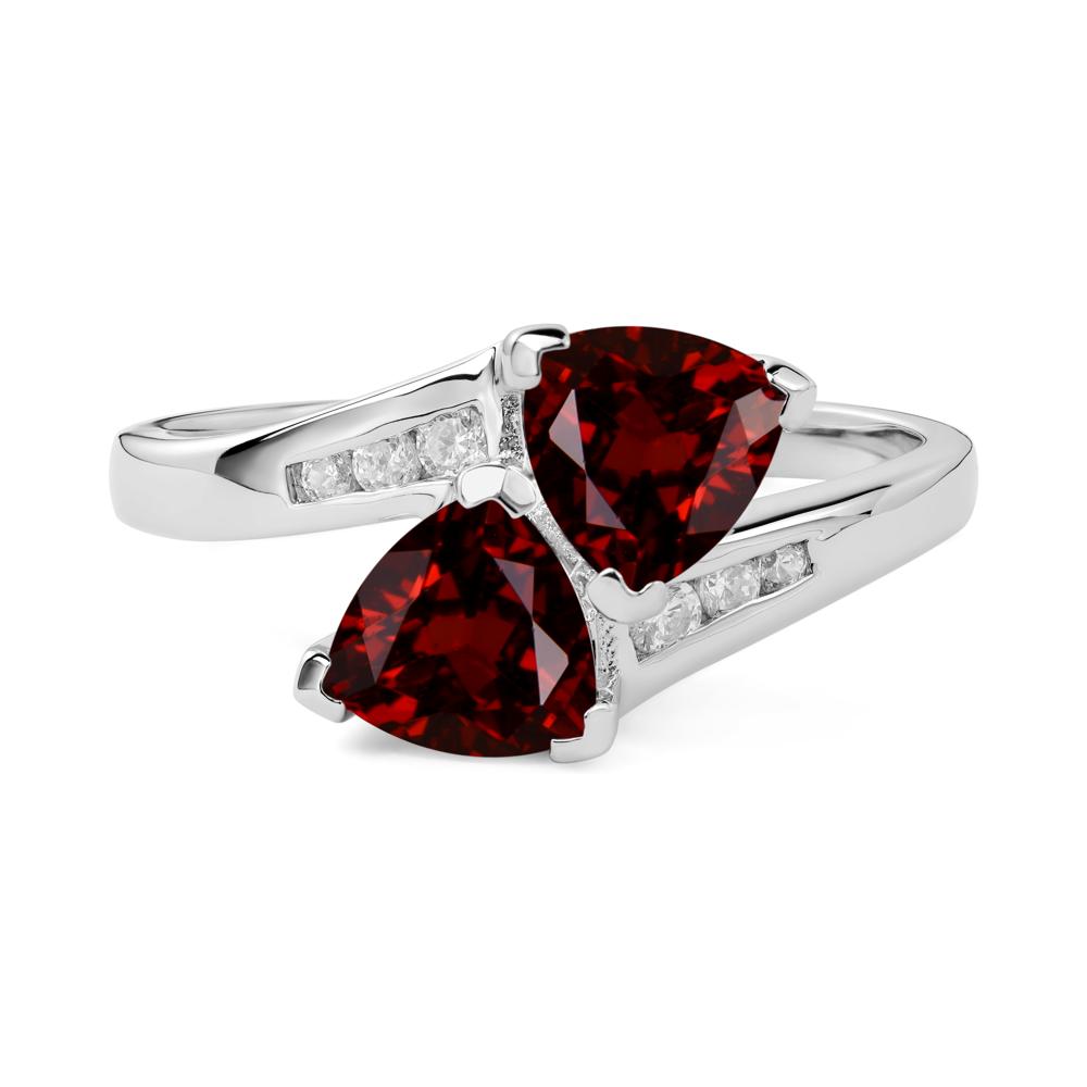 Garnet Two Stone Bypass Ring - LUO Jewelry #metal_14k white gold