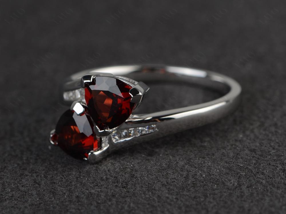 Garnet Two Stone Bypass Ring - LUO Jewelry 