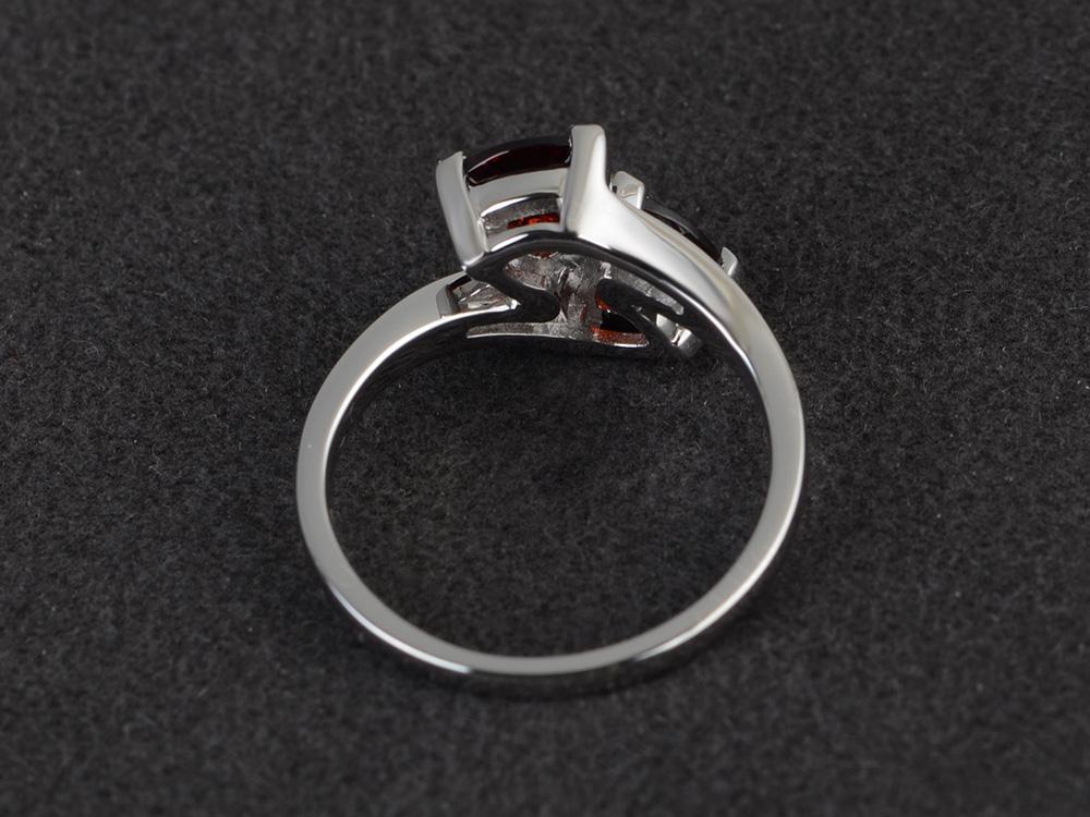 Garnet Two Stone Bypass Ring - LUO Jewelry 
