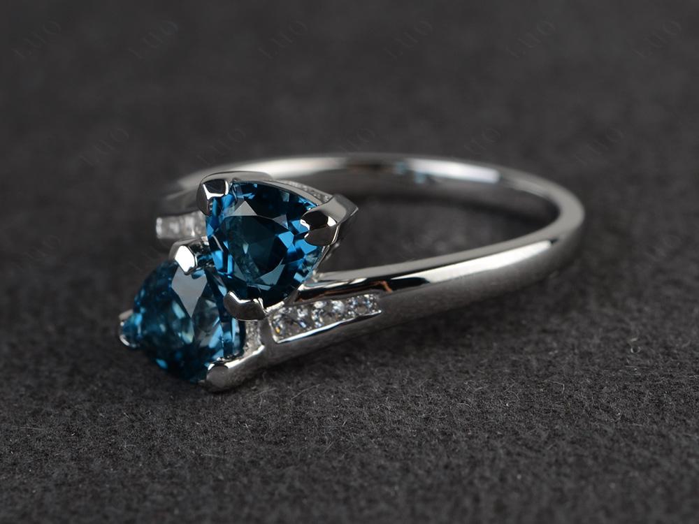 London Blue Topaz Two Stone Bypass Ring - LUO Jewelry 